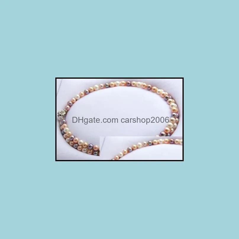 Charming Mixed color 8-9mm double strand South Sea natural pearl necklace 18 inch 19inch S925 silver