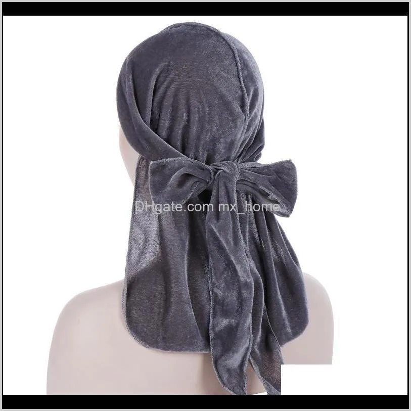 new unisex men`s velvet durags bandana turban cap wigs doo durag biker headwear headband pirate hat hair accessories