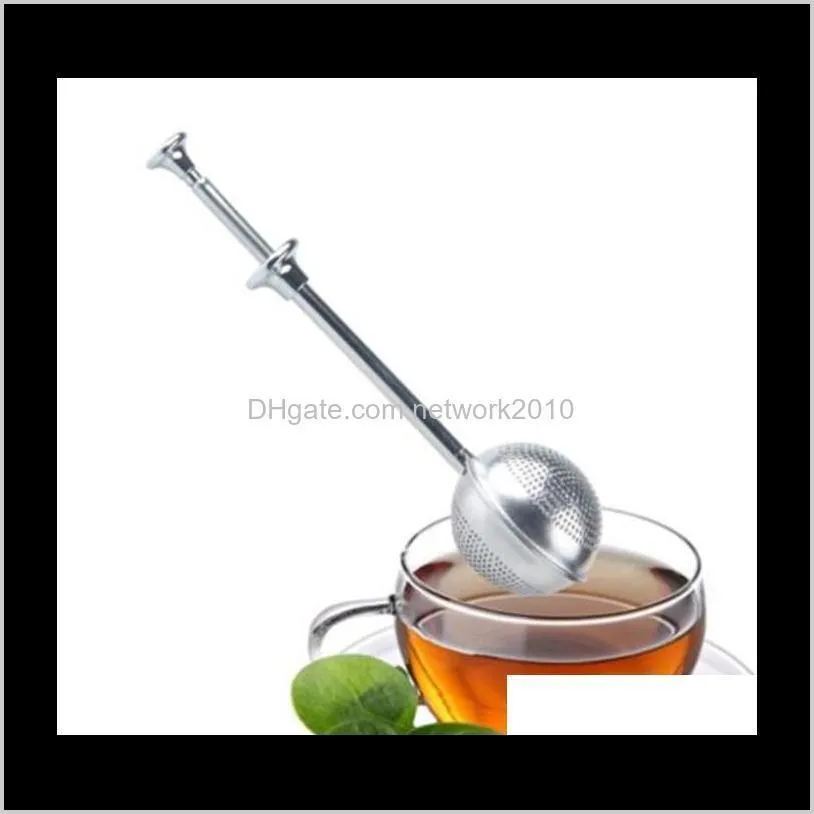 304 stainless steel tea strainer ball push tea infuser loose leaf herbal teaspoon strainer filter diffuser home kitchen bar drinkware