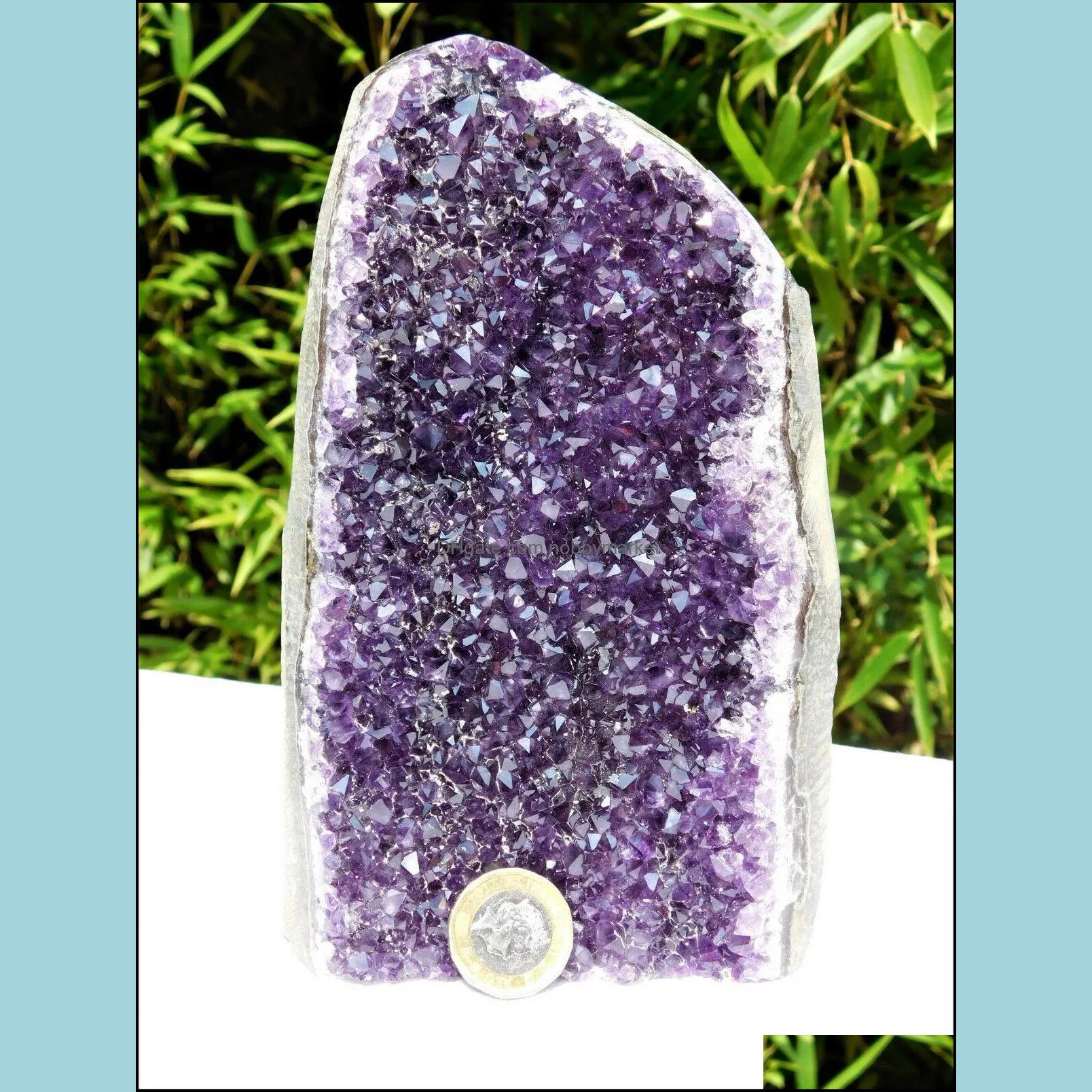 Natural Amethyst geode quartz cluster crystal specimen Healing