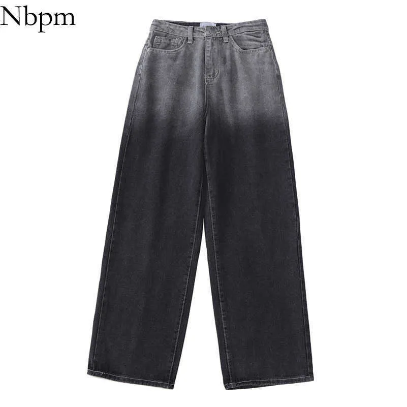 NBPM Fashion Washed Tie Dye Jeans Kvinna Hög Midja Baggy Jeans Flickor Streetwear Denim Trousers Wide Ben Byxor Baggy 210529