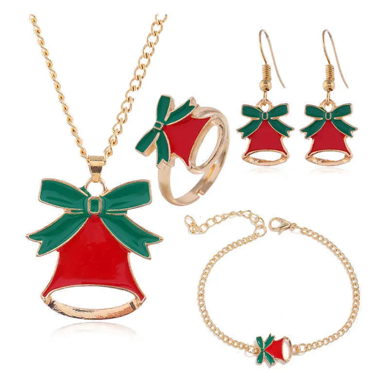 Santa Claus Elk Bell Weihnachten-festliche Party Dekorationen Ohrringe Halskette Armband Multipelt Set Weihnachtsgeschenk Weihnachtsserie