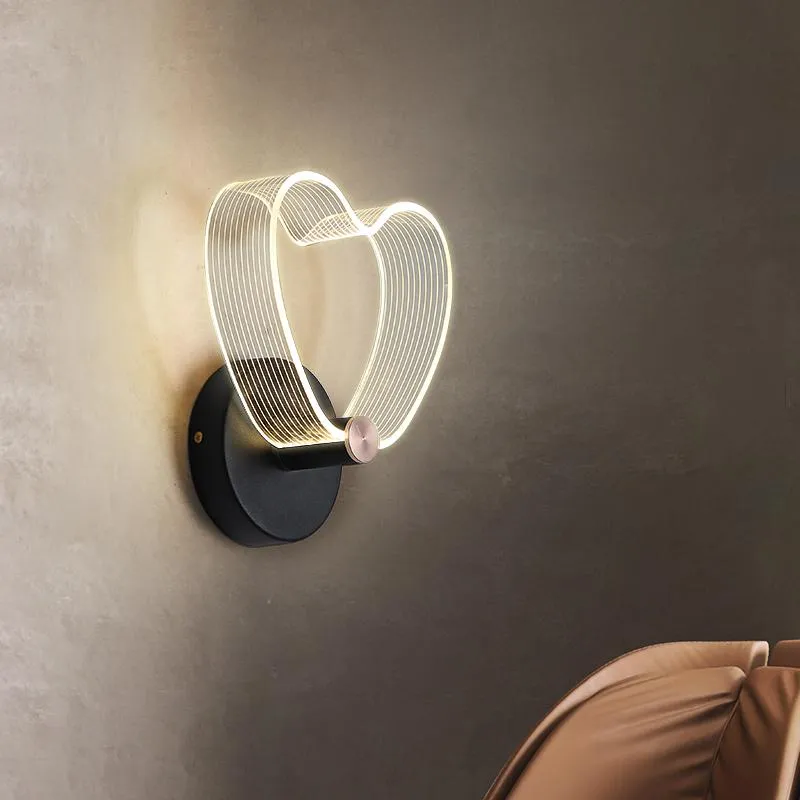 Czarno-białe 5W Lampa ścienna do sypialni Biurko Lekki Minimalistyczny Korytarz Nordic Aisle Korytarz LED Akrylowe Kinkiety