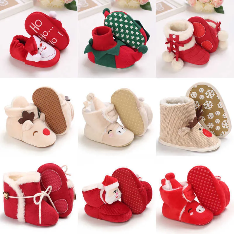 Zapatos suaves y cálidos de Navidad para bebés y niños pequeños, primeros caminantes, zapatos de invierno para bebés y niñas, Cosplay de Navidad, zapatos de animales de dibujos animados para niños G1023