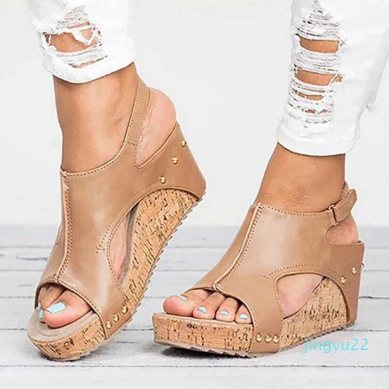 Adisputent Platform Sandaler kilskor för kvinnor klackar Sandalias Mujer Summer Shoes Clog Womens Espadrilles Women Sandals