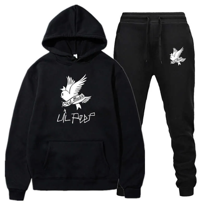 Nouveaux hommes sweats à capuche costume Lil Peep survêtement sweat-shirt costume polaire sweat à capuche + pantalon de survêtement jogging homme pull sportwear costume mâle x0610