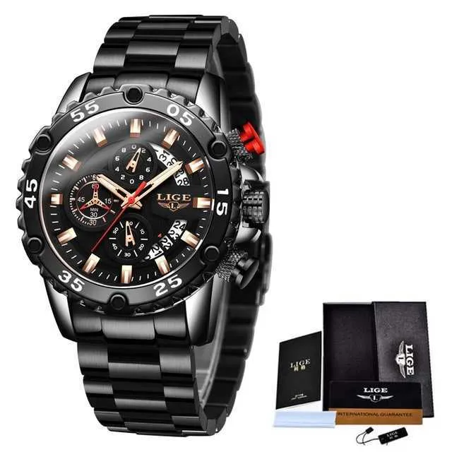 Reloj LIGE para Hombre Esfera Grande en Acero con Correa de