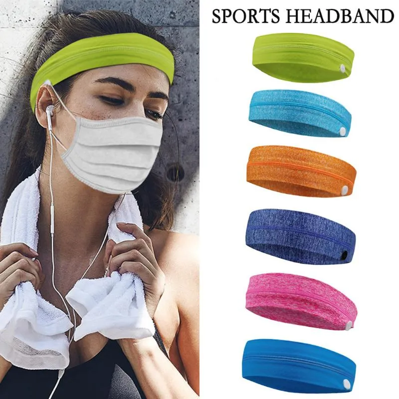 Bandeau de sport en plein air bandeau avec boutons femmes hommes course Jogging tricoté élastique bandeau tête sangle