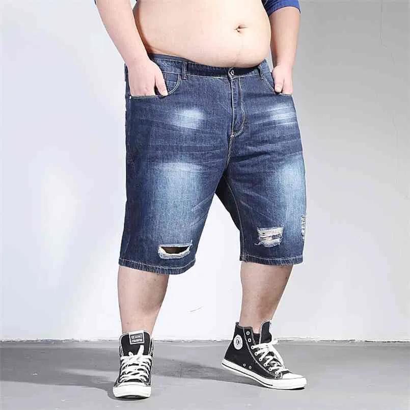 Shorts pour hommes grandes tailles été mâle bermuda jeans déchirés grandes culottes déstressées denim déchiré court hommes plus taille 210716