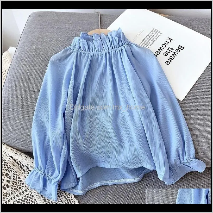 gooporson toddler girl fall clothes blue long sleeve shirt fashion korean blouse pullover cute little girls costume kids tops 210305