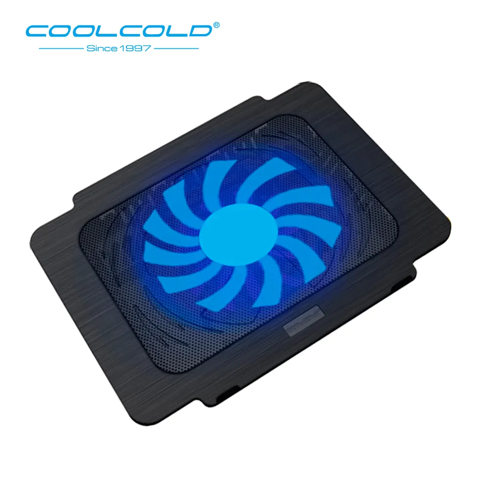 coolcold 울트라 얇은 쿨러 단일 LED 라이트 라디에이터 팬 노트북 냉각 패드 15.6inch 노트북