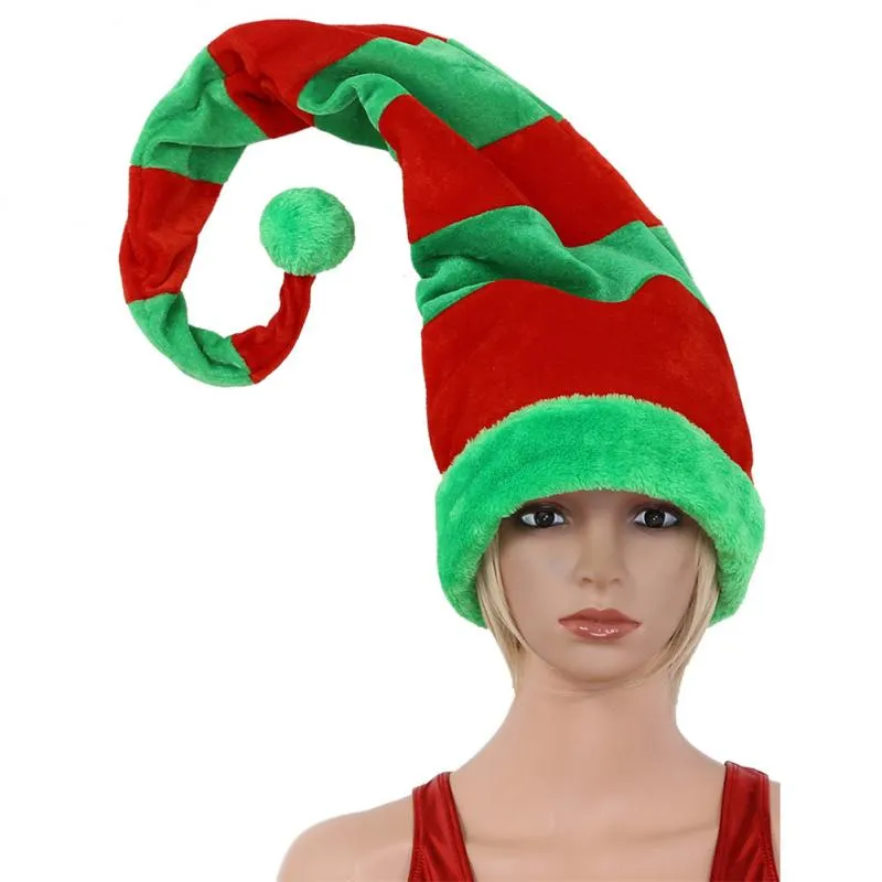 1PC Funny Party Hats Christmas Hats Holiday Theme Hats Long Striped Felt Plush Elf Hat Christmas Party Accessory Red And Green