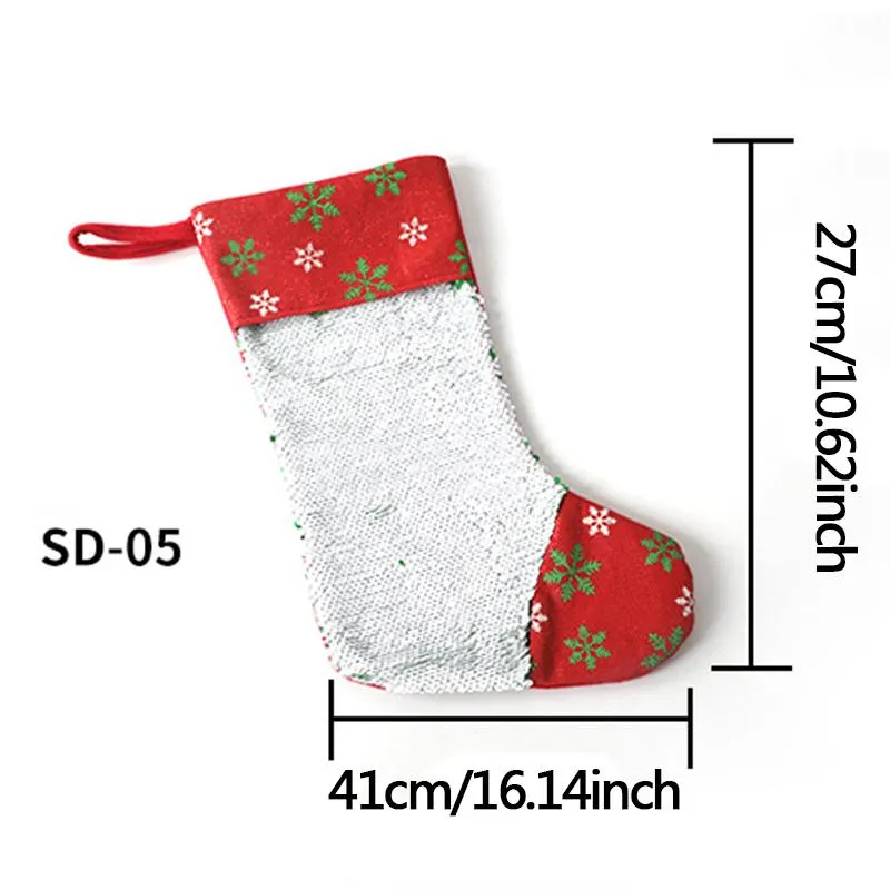 Christmas Decoration Sequins Stocking Xmas Tree Decor Hanging Socks Santa Claus Children Candy Gift Sock Bag Festival Props BH4940 WLY