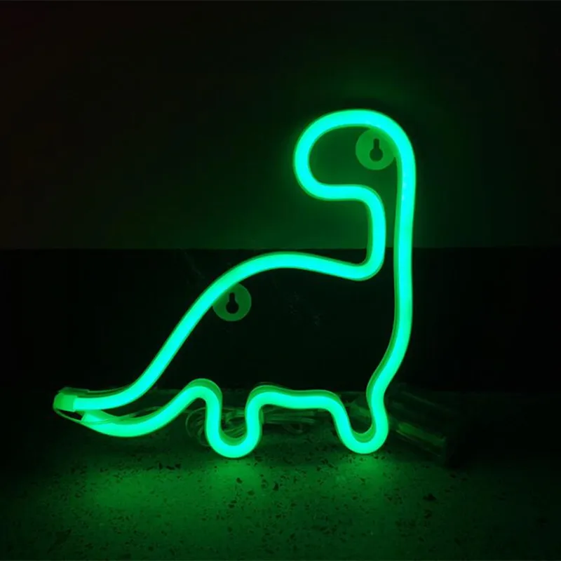 Night Light Neon Dinosaur LED for Birthday Wedding Party Bedroom Wall Hanging Kids Room Home Xmas Decor Lamps