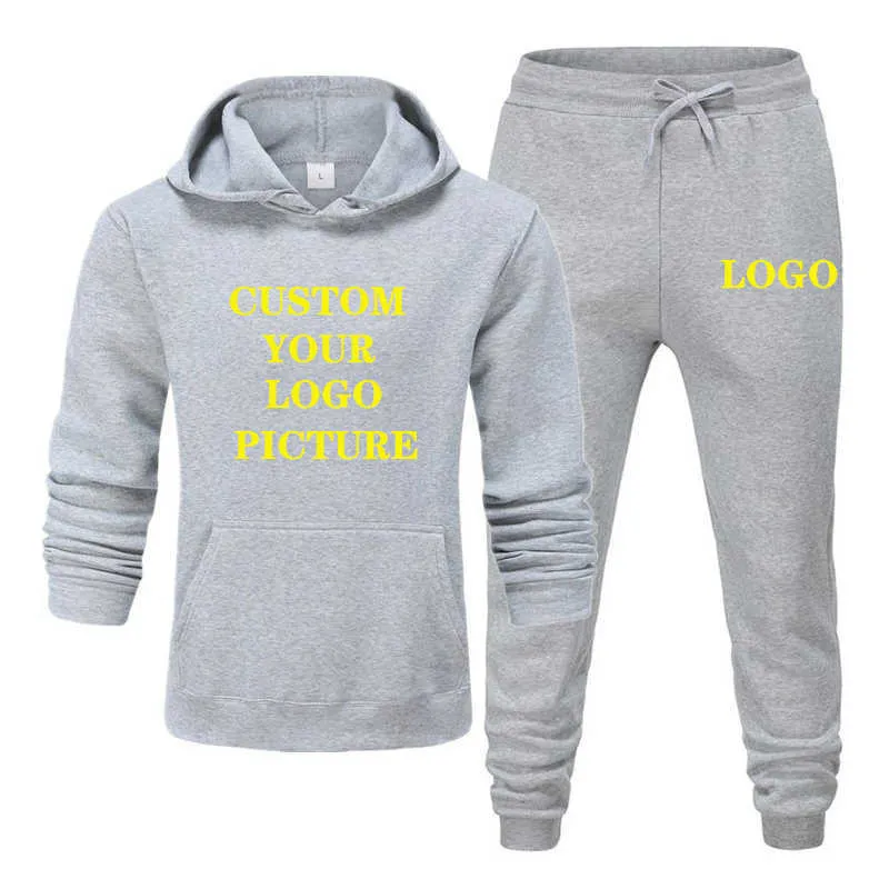 Новый бренд Men Track Suit Jogging Sportswear Set Осень зима Фахион Напечатанные Женщины Толстовки Брюки Костюм Пользовательские Ваши Y0831