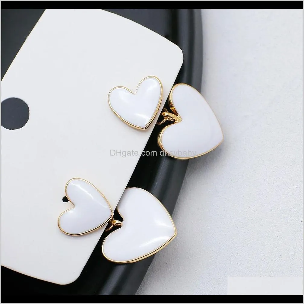 2020 unique design white heart shape dangle earring for women charm double heart statement drop earring two ways to wear