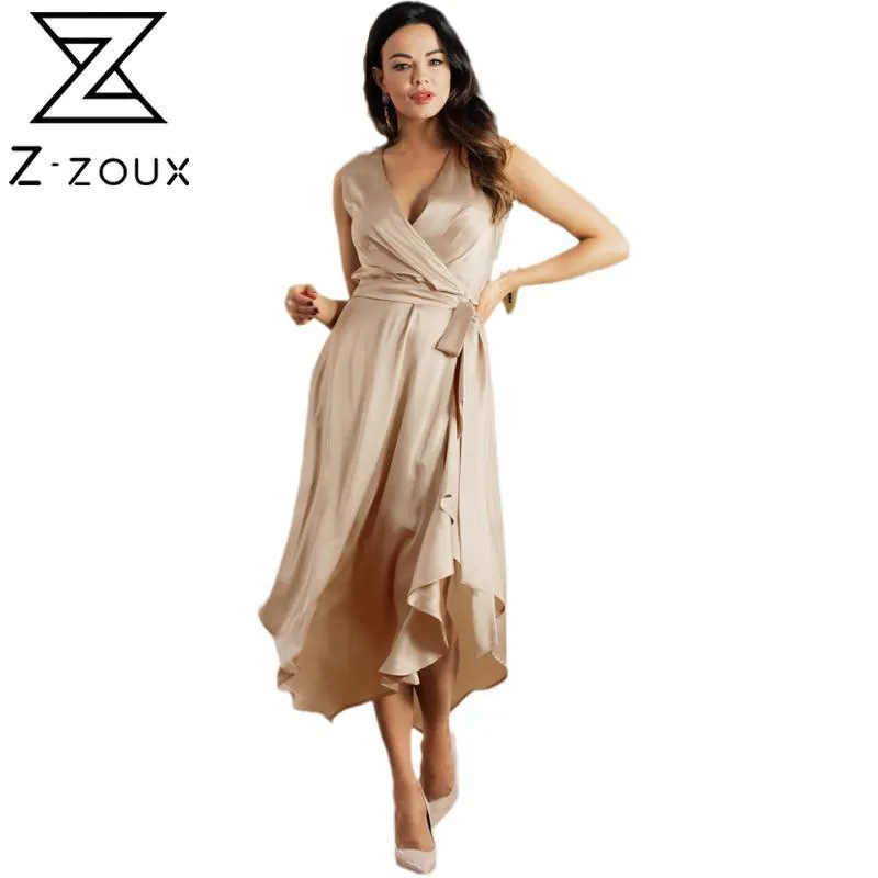 Vrouwen Jurk Bandage V-hals Onregelmatige Vintage Partij ES Plus Size Mouwloze Lange Meisjes Zomer 210524