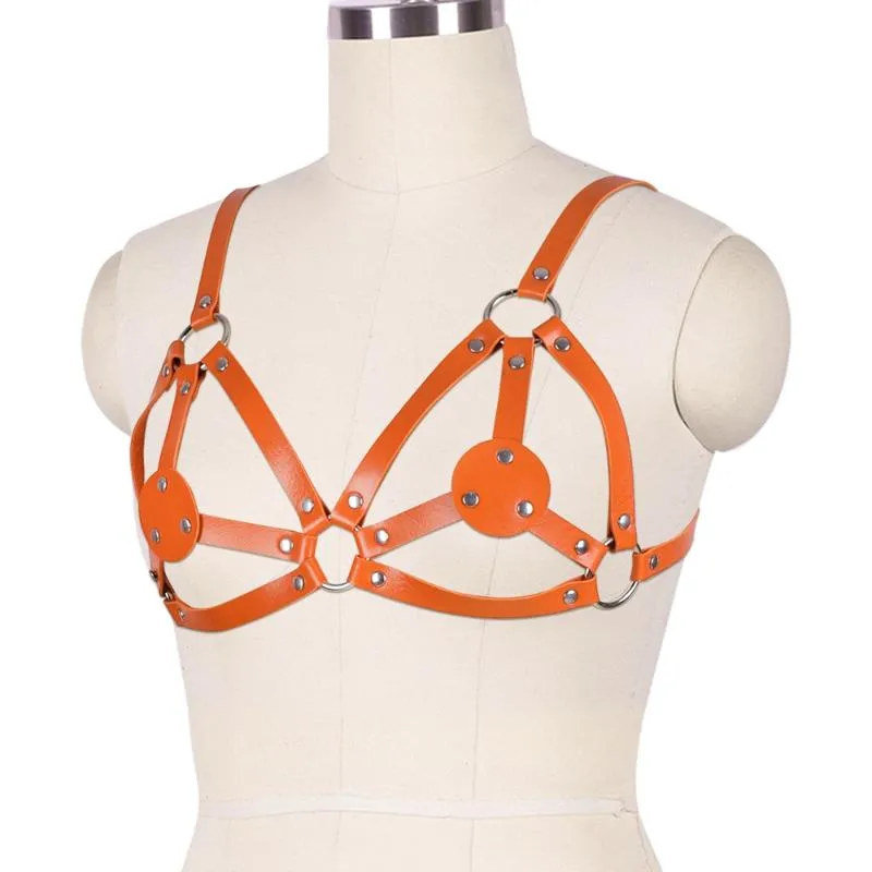 Bustiers & Corsets Handmade Sexy Lingerie Gothic Leather Body Harness Cage Fetish Underwear Punk Crop Tops Bralette Bondage271P
