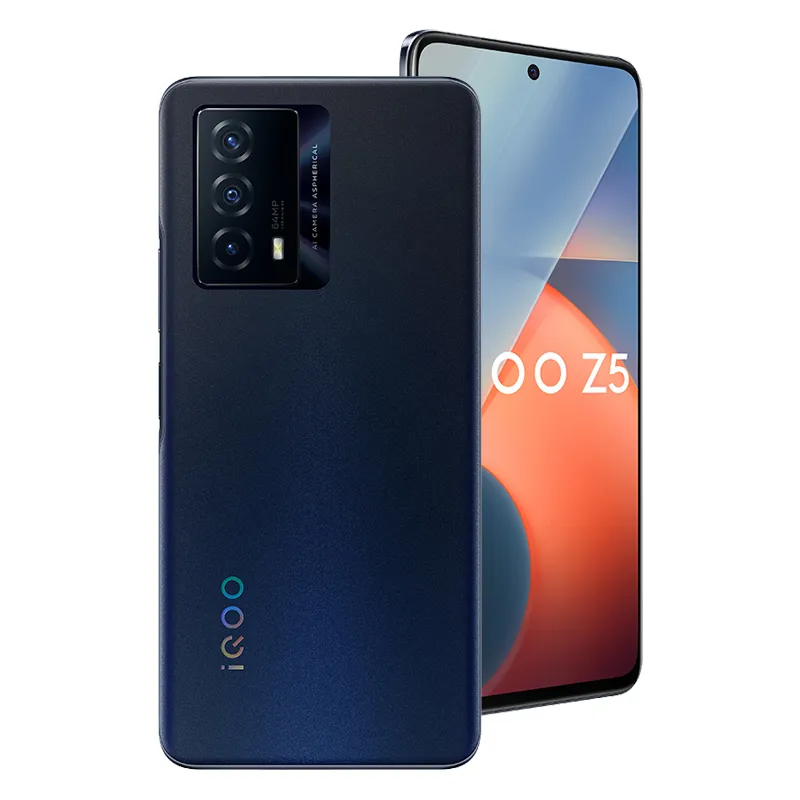 Téléphone portable d'origine Vivo IQOO Z5 5G 12 Go de RAM 256 Go de ROM Snapdragon 778G Octa Core Android 6,67" LCD Plein écran 64,0MP AR 5000mAh Wake Face ID Fingerprint Smart Cellphone