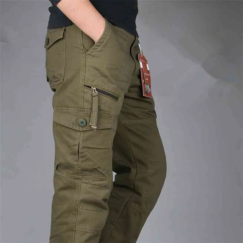 Мужские грузовые брюки тактические многокарманские комбинезоны мужские спортивные штаны боевые хлопковые свободные брюки армии военные работы прямо 210715