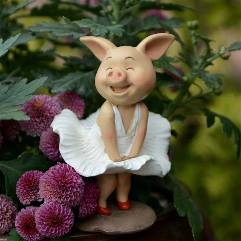 Everyday Collection Year Cute Pig Figurine Miniatuur Fairy Tuin Decoratie Hogar Ornamenten Thuis Bureau Decor Gift 211101