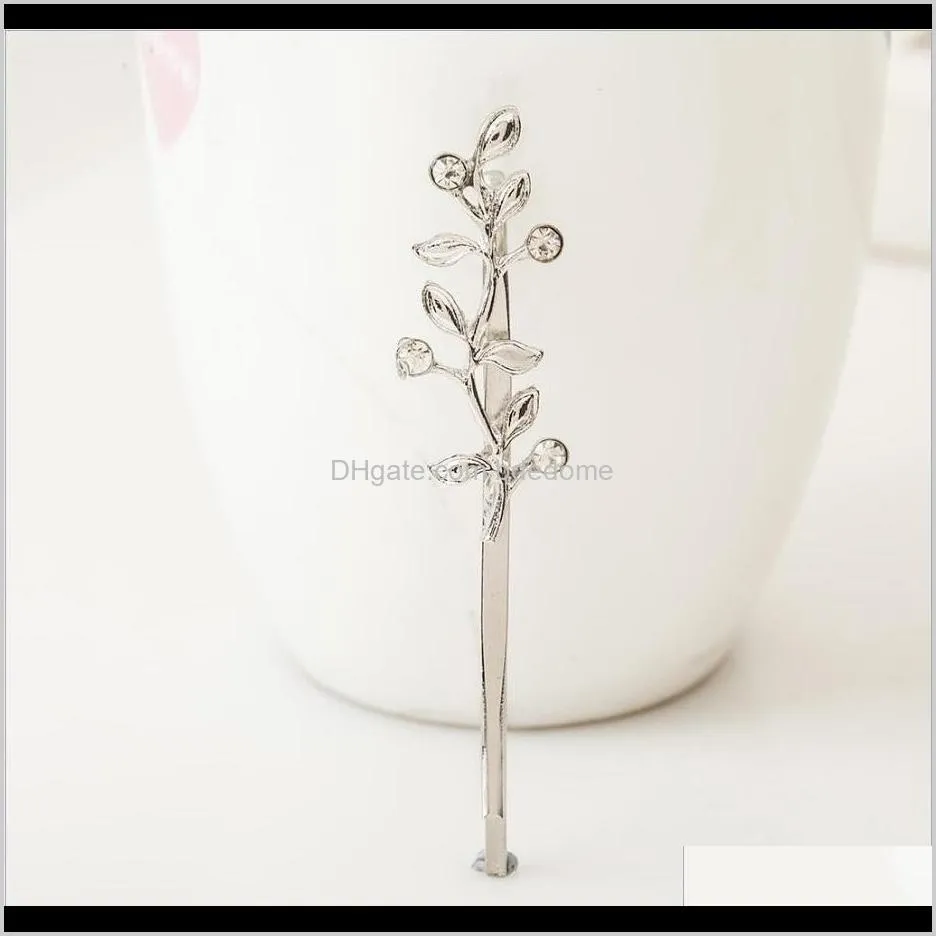 1 shape tree leaves with bird on branch resin diamond hairpin gold or silver plated for women girls hair clip