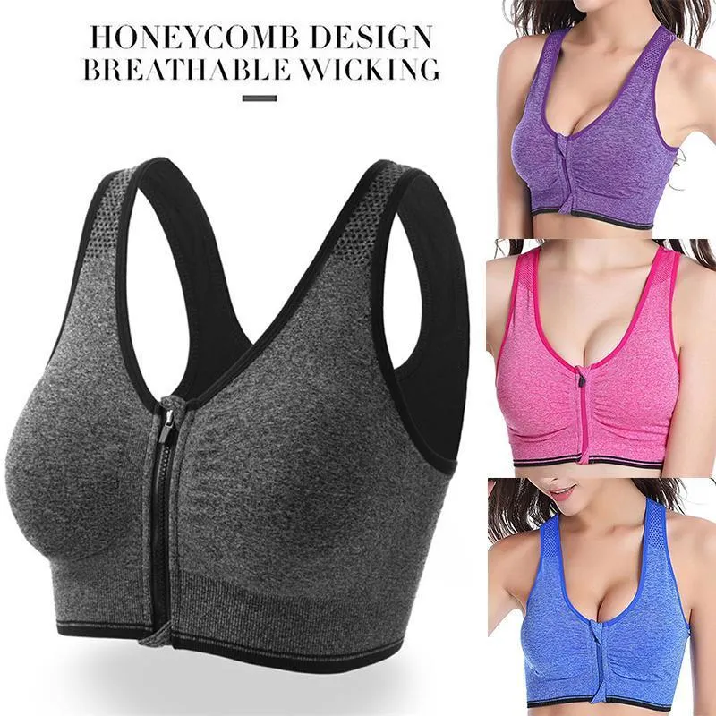 Sport Bras voor Dames Est Zip Front Bra Wireless Post Active Yoga Sport Workout Fitnes Outfit