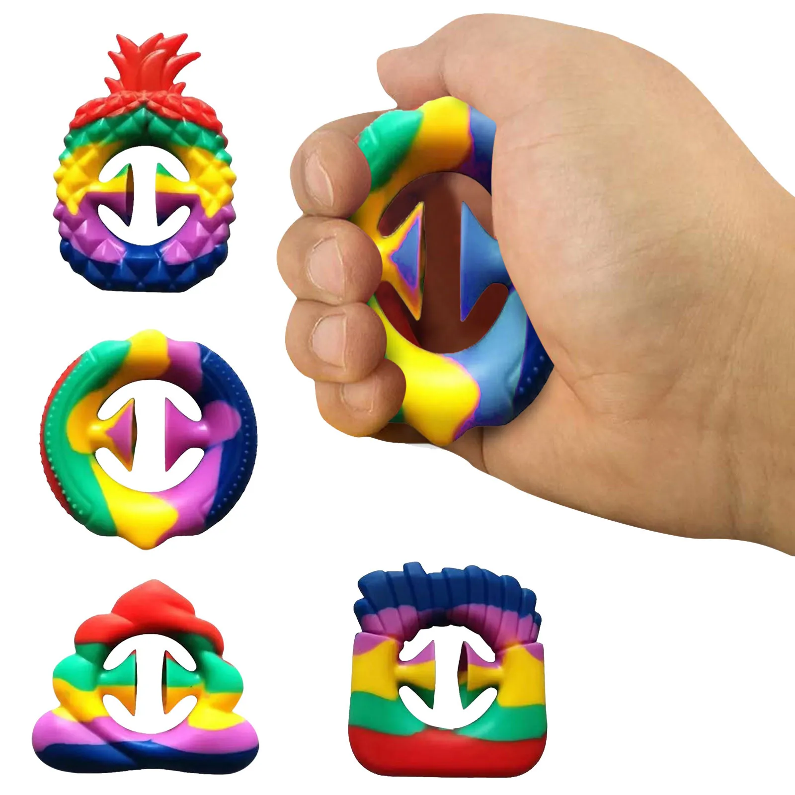 Rainbow Snap Silicone Popping Fidget Toy Multicolor Rubber Sensory ...