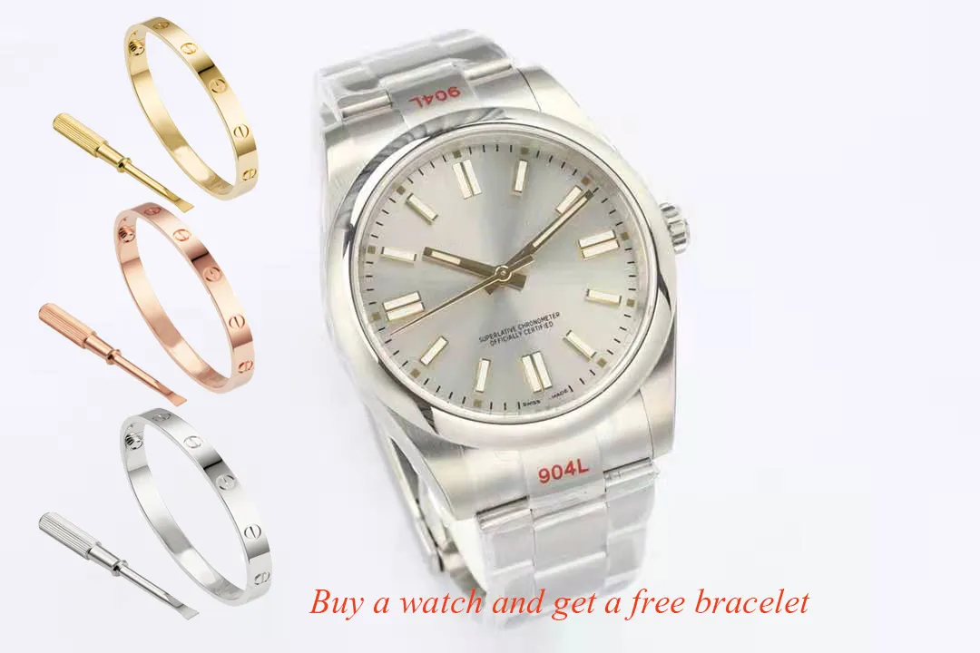 Silver Watch, Oyster Band, Silver Dial, Smooth Bezel