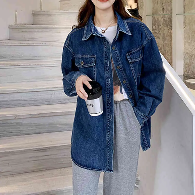 Jeans Shirt women Long Sleeve Casual Vintage Elastic Ladies Denim Shirts Tops Blusas Feminina Blouses and B3045 210514