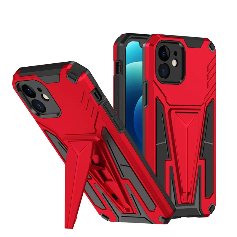 V Design Kickstand Telefonfodral för iPhone 15 Pro Max Samsung Galaxy A54 S23 Plus Ultra Google Pixel 7 Moto G Stylus 5G Play 2023 Magnetic Hybrid Armor Covers