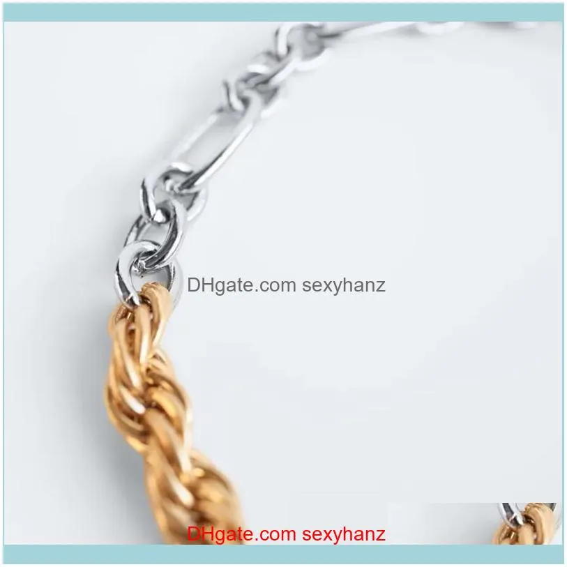 Wholesale CONTRAST CHAIN LINK NECKLACE Stainless Steel Chunky With 6MM Thickness Rope Toggle Clasp 10pcs/lot Chokers