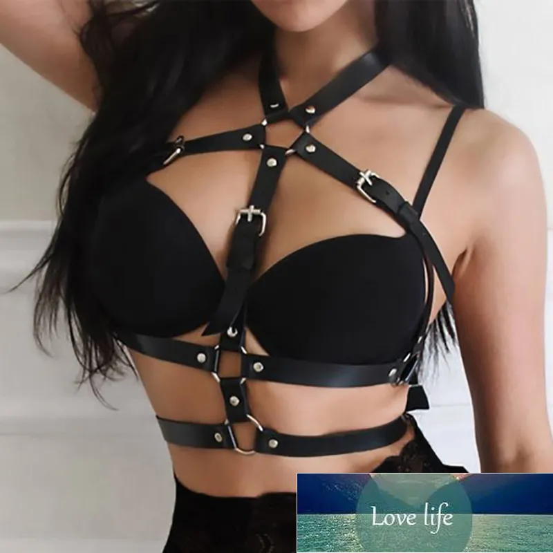 Gothic Leather Harness Bra Cage Sword Belt For Women Sexy Lingerie