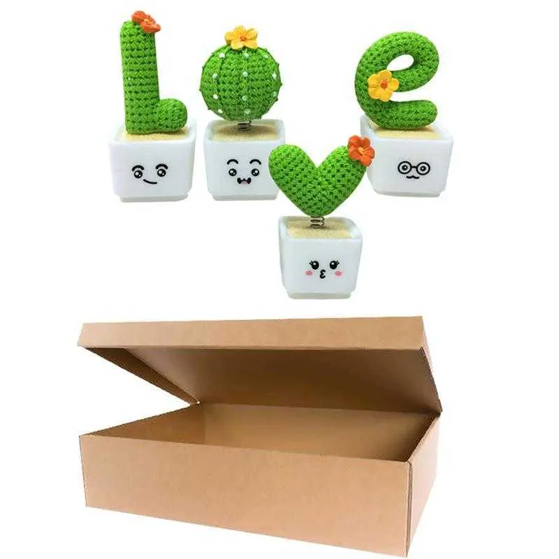 4Pcs Creative Simulation Cactus Shaped Adornments Decorative Bonsai Prop Cactus Decoration Resin Plant Potted Car Decoration Y0910