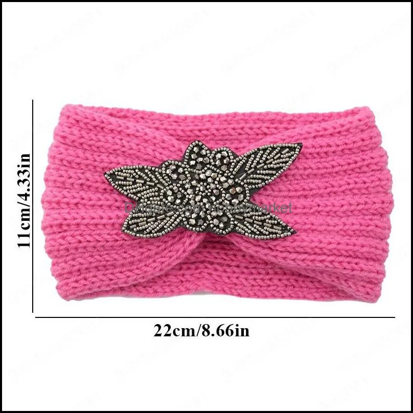 Women Knitted Headbands Winter Warm Crochet Head Wrap Wide Elastic Hair Headband with Accessories Hairbands For lady