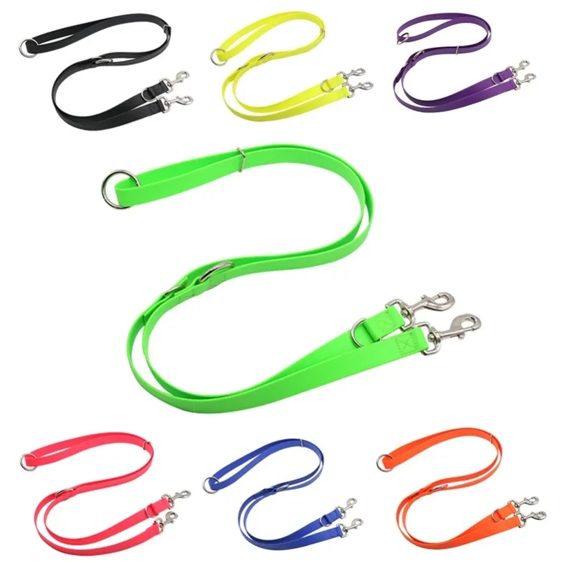 Dog Leash PVC Wielofunkcyjny Wciągnięty Dwóch Psy Anti-Contring Wodoodporne Dwuosobowe Smycze Odporne na zużycie Akcesoria dla psów 210729