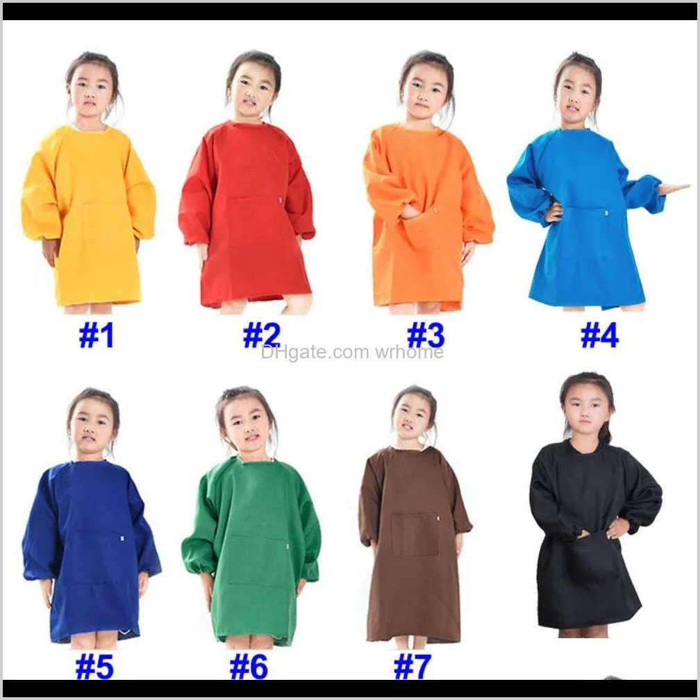 Children Aprons Bib Kids Painting Clothes Waterproof Paint Aprons Baby Eating Meal Painting Long Sleeve Smock Home Textiles WX9-783