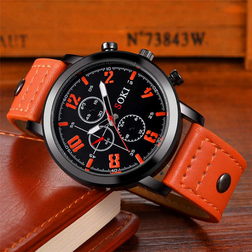 Soki Men Horloges 2018 Luxe Merk Leer Quartz Horloge Mode Sport Heren Horloges Reloj Hombre Clock Male Relogio Masculino G1022