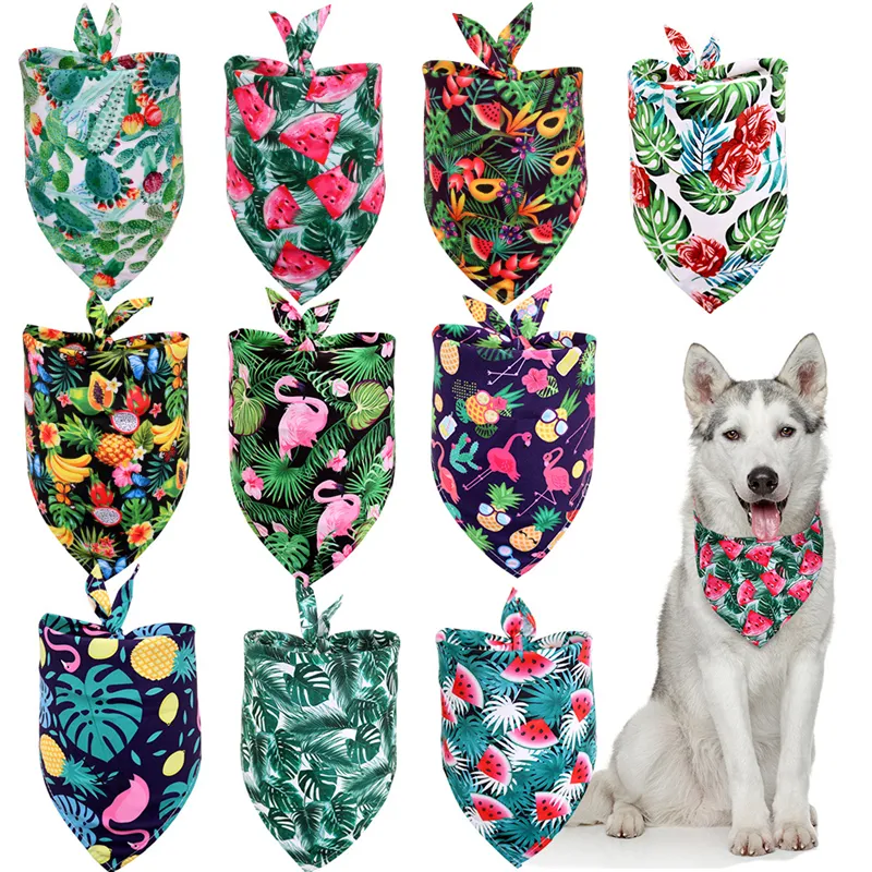 Hond kleding lente zomer honden bandana fruit tropische stijl polyester kat sjaal puppy driehoekige slabbetjes huisdieren accessoires xbjk2106