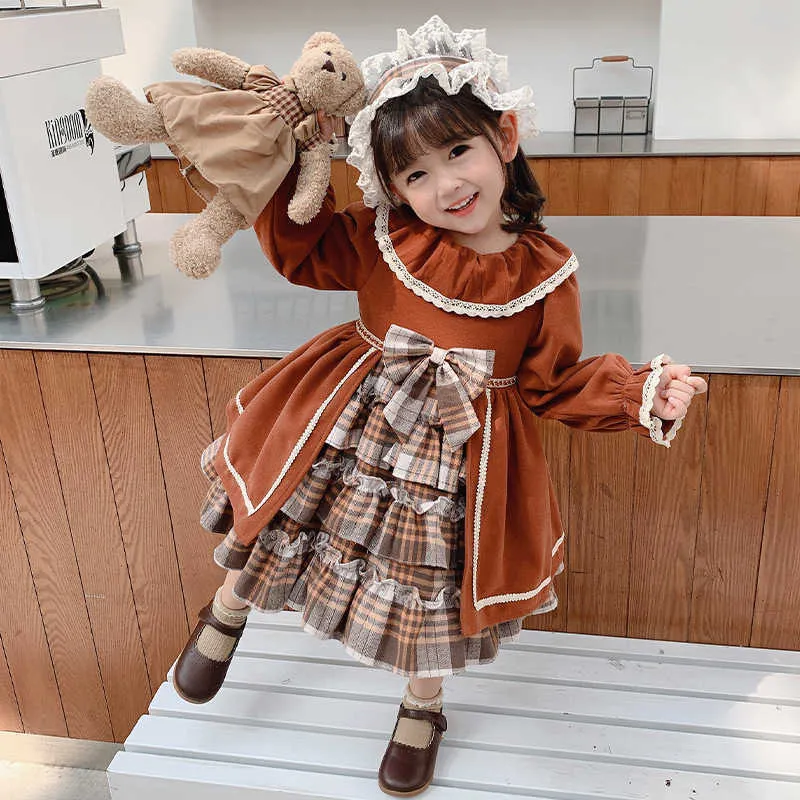 Kids Spanish Royal Dresses for Baby Girls Spain Vintage Lolita Ball Gown Children Boutique Clothes infant Birthday Vestidos 210615