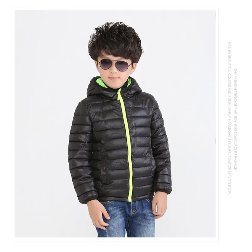 Crianças negras Outerwear meninos para baixo jaquetas com capuz sólido casaco de inverno crianças parkas jaqueta acolchoada de algodão 5 6 7 8 anos 210413