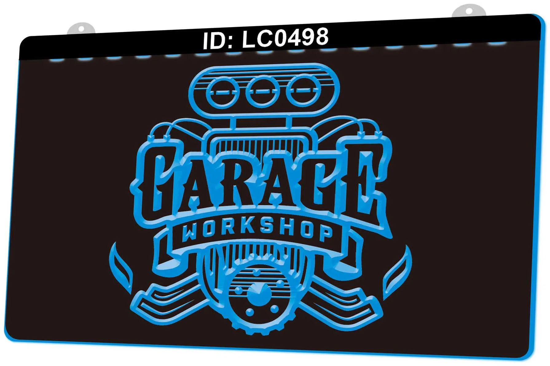 LC0498 Garage Workshop Car Light Sign Incisione 3D