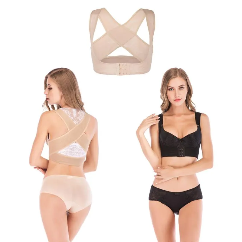 Femmes Shapers Poitrine Orthèses Soins Du Sein Rassembler Sous-Vêtements Réglables Corps Bande Soutien-Gorge Corset Dos Correcteur Croix Correction Shaper Noir