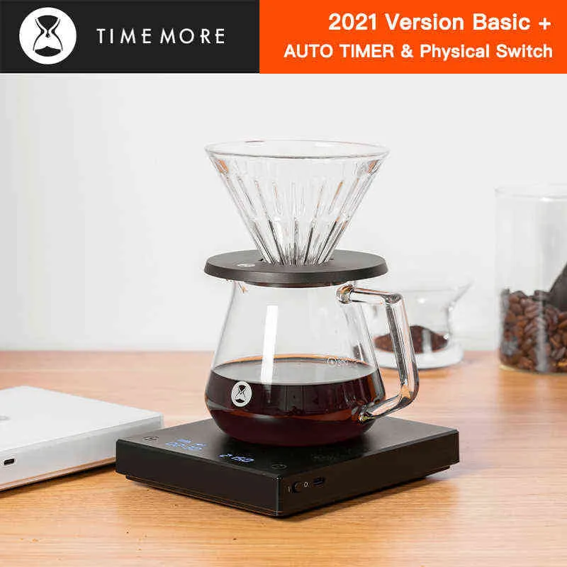 TIMEMORE Black Mirror Basic+ Elektronische Waage, integrierter automatischer Timer, intelligente Kaffeewaage zum Übergießen von Espresso, Küchenwaage, 2 kg, 211221