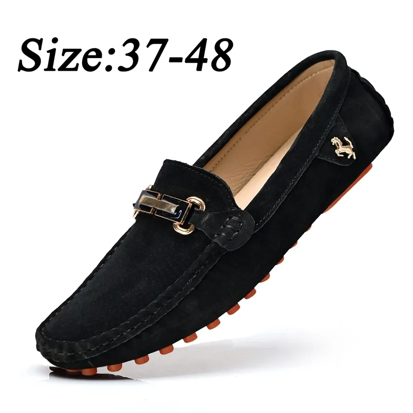 YRZL Mocassini Uomo Big Size 48 Soft Driving Black Quality Flats Genuine Pelle Scarpe Slip-on Slip-on Suede per 220303