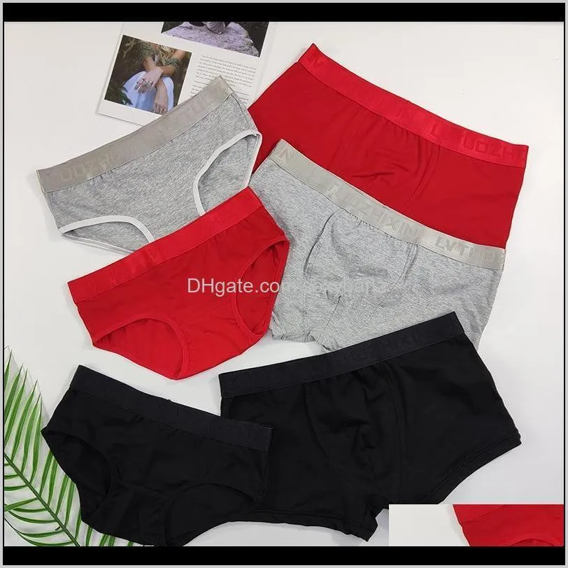 new black red gray couple`s underwear men`s boxer women triangle lovers` panties ice porcelain cotton men`s ladies boxer briefs