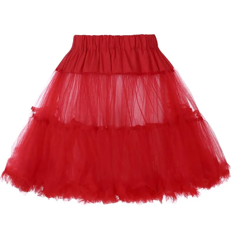 Kjolar 2021 svart röd vita kvinnor tutu kjol mini tulle netting crinoline rockabilly petticoat underskirt glida vintage