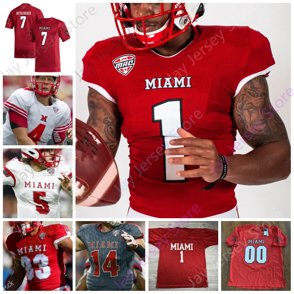 Save Big on Bulk University Of Miami Football Jersey Miami (OH) RedHawks  Football Jersey NCAA College Ben Roethlisberger Brett Gabbert Jaylon Bester 