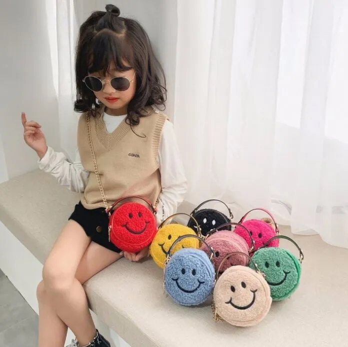 Baby handbags Smile face children bags cute foreign girl child shoulder crossbody bag fashion handbag kids purse wholesale