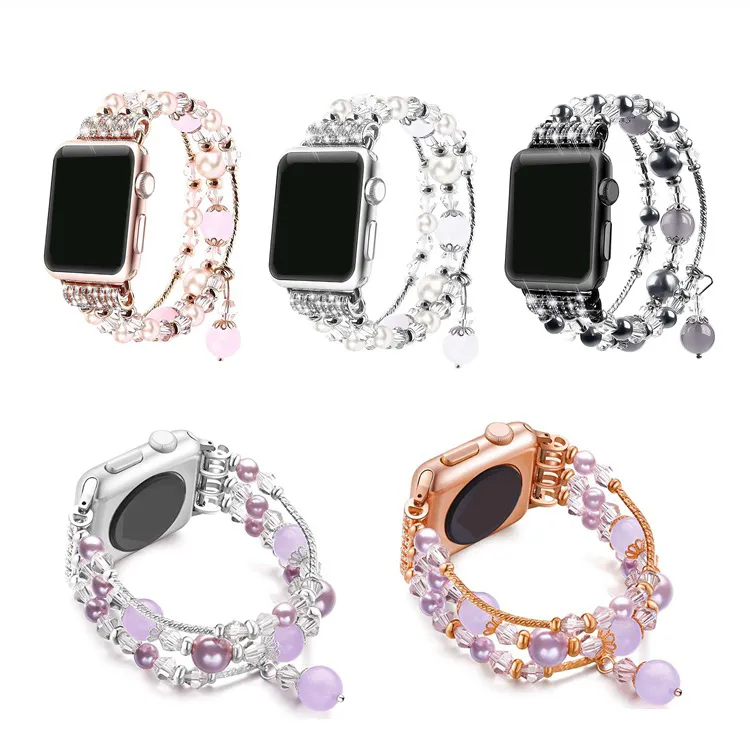 Cinturino per gioielli con cinturino in agata per Apple Watch 6 5 4 3 SE Bracciale sportivo con cinturino ad anello Iwatch 44mm 42mm 40mm 38mm